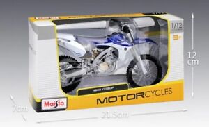 New Maisto Motorcycle Yamaha YZ450F Scale 1: 32 Die Cast Metal Blue & White