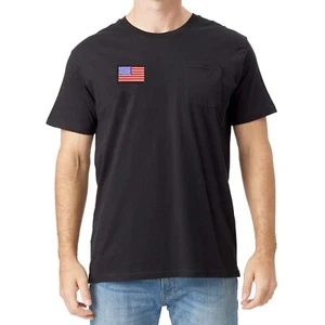 USA American flag embroidered pocket tee shirt, T-shirt with pocket (black) - Picture 1 of 8
