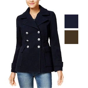 Coffee Shop Juniors Woven Peacoat Jacket - Picture 1 of 9
