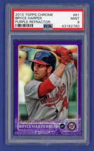 2015 Topps Chrome BRYCE HARPER #81 PURPLE REFRACTOR (Serial:058/250) PSA 9 MINT