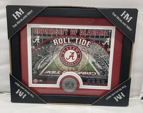 Alabama Crimson Tide NCAA 11"x9" Framed & Matted Stadium Photo Mint w/ Coin Cover