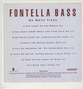 FONTELLA BASS "NO WAYS MÜDE" 1995 PROMO CD  - Bild 1 von 1