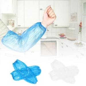 Disposable Plastic Protective Arm Sleeve Covers Hospital Kitchen Saloon Upto100x - Picture 1 of 13