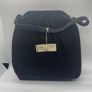 Vintage Garay Handbag Evening bag 1940's-50's Black Rayon Velvet Purse (Stern's) - Picture 1 of 11
