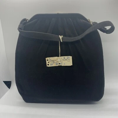 Bolso de mano vintage Garay bolso de noche años 40-50 negro rayón terciopelo cartera (estrella) Foto 1 de 4