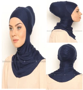 Hijab Under-cap Navy Blue With Neck Collar - Picture 1 of 6
