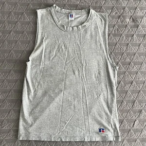 Vintage 90s Russell Athletic Grey Sleeveless Muscle Tank Top T Shirt Medium USA - Picture 1 of 7