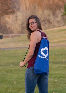 Taylor Tries Sig Juggling Bag-Durable Nylon Drawstring Bag-Large 12" x 24"(Blue) - Picture 1 of 8
