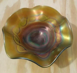 Tazón de vidrio acanalado de carnaval Northwood 7 1/2" de diámetro tinte verde - Imagen 1 de 7