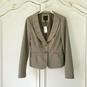 The Limited Brown Stripe Pleated Shawl Collar 2 Button Blazer XS NWT - Picture 1 of 6