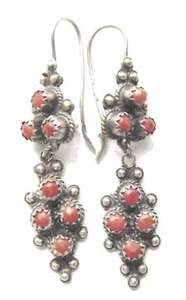 Pendientes bereberes de plata y coral rojo hechos a mano de aspecto antiguo del norte de África - Imagen 1 de 1