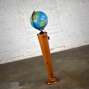MCM Repogle World Horizon Series Lighted World Globe on Custom Pine Stand - Picture 1 of 12