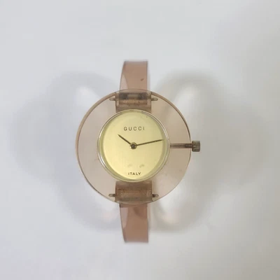 Raro Vintage Gucci Itália Feminino Fabricado na Suíça Pulseira Lucite Relógio de Corda Manual - Imagem 1 de 4