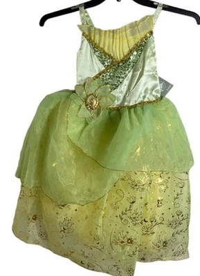 DISNEY PRINCESS TIANA DRESS SZ 5/6 GIRLS COSTUME GREEN KIDS PRETEND AND PLAY - Image 1 of 4