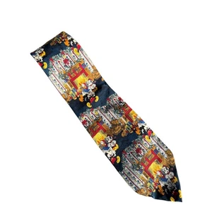 Disney Tie Mickey Mouse Donald Duck Christmas Fireplace Holiday Necktie Men - Picture 1 of 7