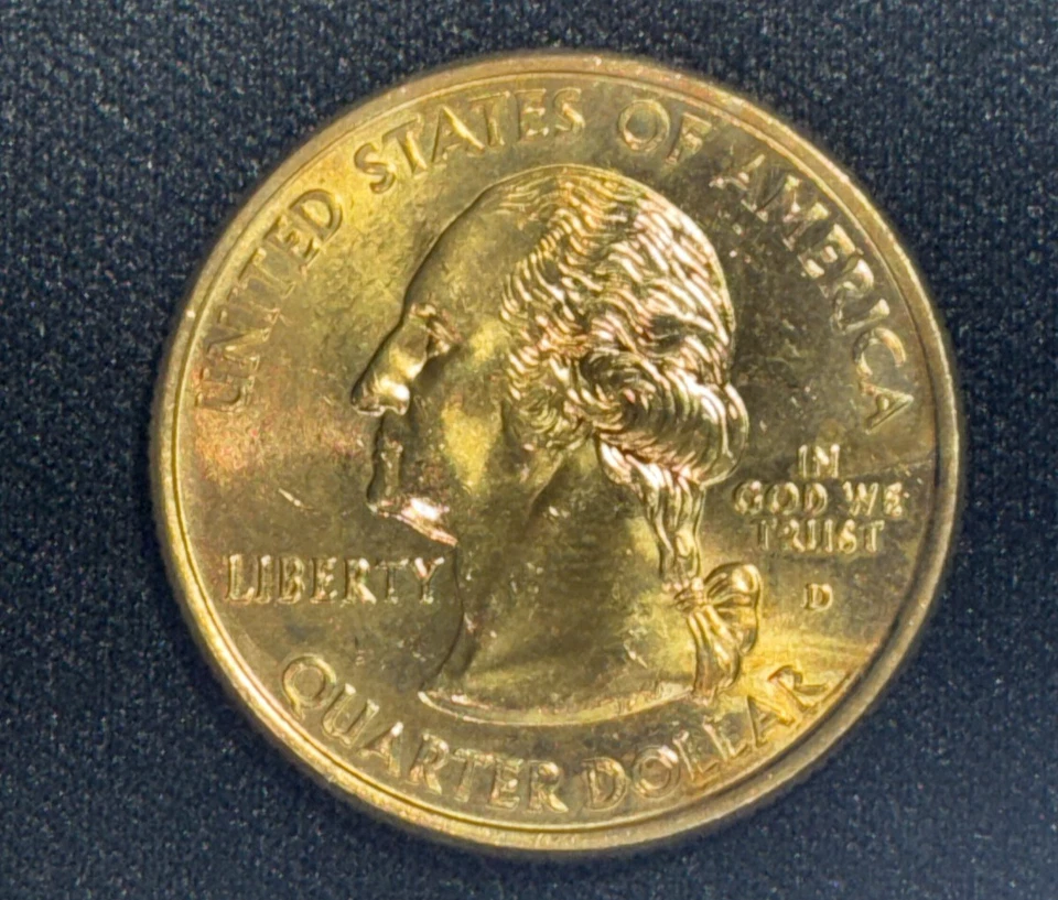 24k Uncirculated Gold Plated Massachusetts State Washington Quarter  - Image 1 of 4