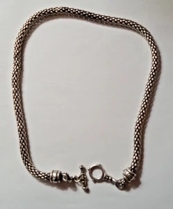 Collana con chiusura a levetta catena in metallo intrecciato tono argento stile corda grossa 16" - Foto 1 di 3
