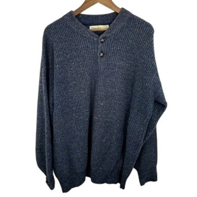 St. John's Bay Vintage Chunky Knit Mens Sweater LT Blue Cotton Wool Blend Cabin - Image 1 of 4