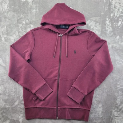 Polo Ralph Lauren Sudadera con Capucha Para Hombre Pequeña Borgoña Cremallera Completa Vellón Bordado Poni Foto 1 de 4