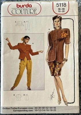 5118 UNCUT Vintage Burda SEWING Pattern Misses Jacket Skirt Pants 10 - 20 OOP - Image 1 of 2