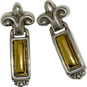 BRIGHTON Silber Platte & Messing PIERCING OHRRINGE Rechteck Hänger Trefoil - Bild 1 von 10