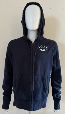 Sudadera con Capucha Hollister Para Hombre Logo Cremallera Completa Cremallera Azul Marino XL Foto 1 de 4