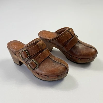 Ariat Leather Bridlespur Clogs Womens Size 9 B Brown Mule Wooden Platform Heels - Image 1 of 4