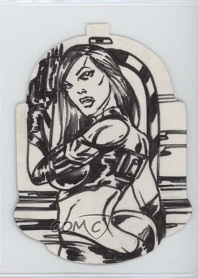 2009 Topps Star Wars Galaxy Series 4 Shaped 1/1 Unknown Artist Auto Sketch 11jz - Image 1 of 3