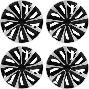 Copricerchi coprimozzo 16" set 4 cerchi universali nero/argento per decorazione auto - Foto 1 di 12