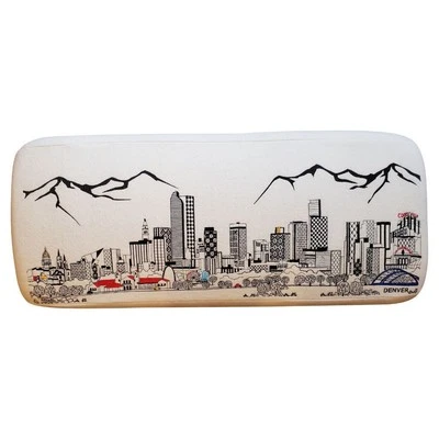 38" Cream Wool and Brown Ottoman - Image 1 of 4