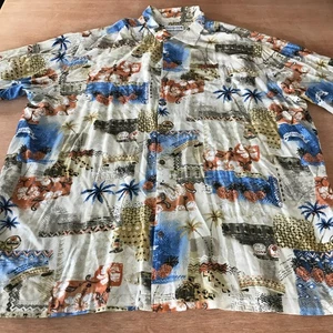 Saddlebred Classic Fit 100% Rayon Shirt Men 3XLT Blue Floral Button Up Pocket - Picture 1 of 12