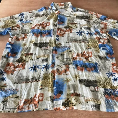 Saddlebred Classic Fit 100% Rayon Shirt Men 3XLT Blue Floral Button Up Pocket - Image 1 of 4