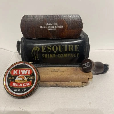 VINTAGE Esquire Shine Compacto SHOE SHINE Kit Cabello de Caballo.  Pulidora Extra Empire Foto 1 de 4