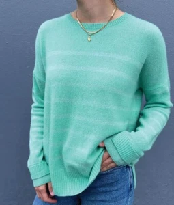 Sophie Moran Minty Green 100% Cashmere Metallic Stripe Jumper Sweater S RRP $289 - Picture 1 of 10