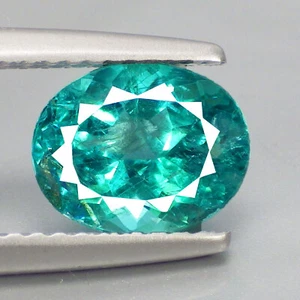 1,97 Ct Stimato Ovale (8 x 6) Naturale Paraiba Verde Neon Blu Apatite Gemme - Foto 1 di 5