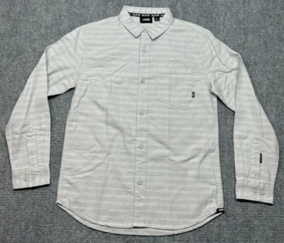 Vans Shirt Boys Size L Gray Micro Chip Top Long Sleeve Button Up New - Image 1 of 4