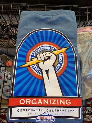 IBEW Local 48 Shirt Mens 4XL Blue Organizing Centennial Celebration - Image 1 of 2