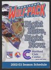 2002-03 Hartford Wolf Pack AHL Hockey Horaire !!! Assurance auto Geico