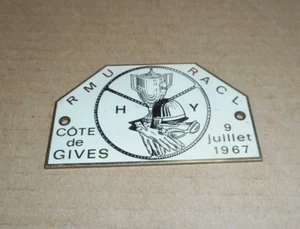 ancien badge plaque calandre COURSE DE COTE de GIVES 1967 RMU RACL Huy Liège - Picture 1 of 2