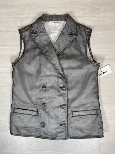 Giacca giubbotto CHANEL organza stratificato grigio taglia 38