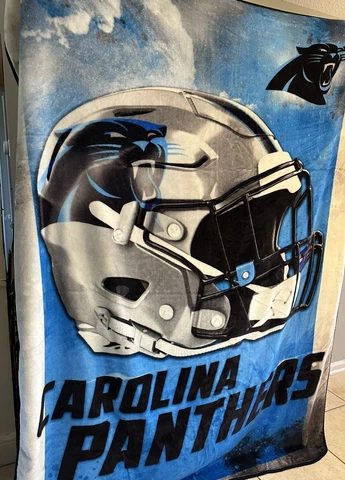 NFL Football Carolina Panthers Large Super Soft Fuzzy Throw Blanket 78"x58" Cover