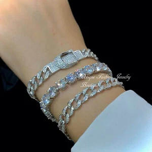 18K White Gold Filled Tennis Bracelet made w Swarovski Crystal Stone Gorgeous - Picture 1 of 26