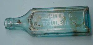 Vintage Scotts Emulsion Cod Liver Oil with Lime & Soda Glass Bottle - Picture 1 of 7
