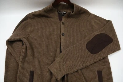  Cárdigan Peter Millar Mezcla Lana Cuero Borde Codo Botón Frontal Talla XL #337 Foto 1 de 4