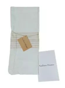 Solino Home Natural & White 14 X 36 Linen Table Runner New Farmhouse Collection - Picture 1 of 2