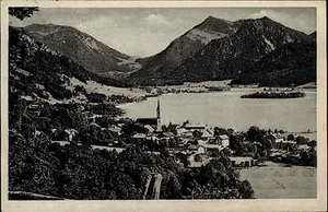 Schliersee Bayern Gesamtansicht mit See Gebirge ~1940 mit Bahnpost Stempel gel. - Picture 1 of 2