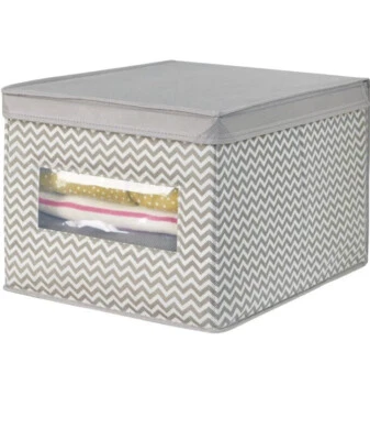 mDesign Large Fabric Storage Box with Lid - Soft Fabric Storage Cubes 32x34x32 - Image 1 of 4