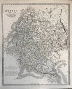 Russia In Europe (1850) Original Map - Black Sea, Lithograph, Baltic Sea - Picture 1 of 3