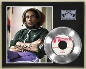 Bob Marley "One Love" Reproduction Signed Silver Record Display Wood Plaque - Picture 1 of 4
