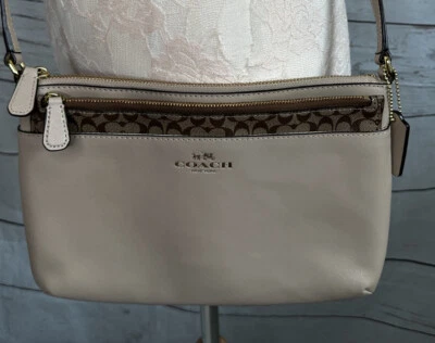 Coach Signature East West Crossbody Shoulder Bag Beige Signature   NWOT - Image 1 of 4